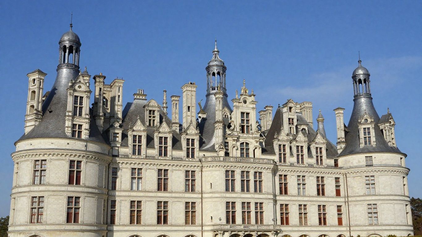 Château de Chambord's grand facade and intricate rooftop.